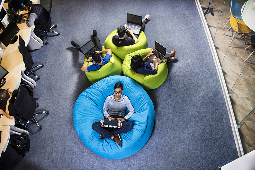 Bean bag chairs at the DigitalOnUs office