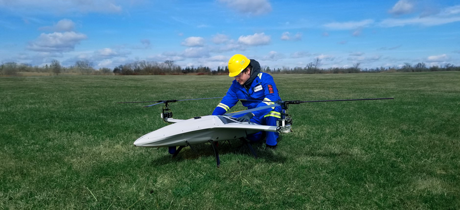 SkyTwo drone being prepared for an outdoor flight