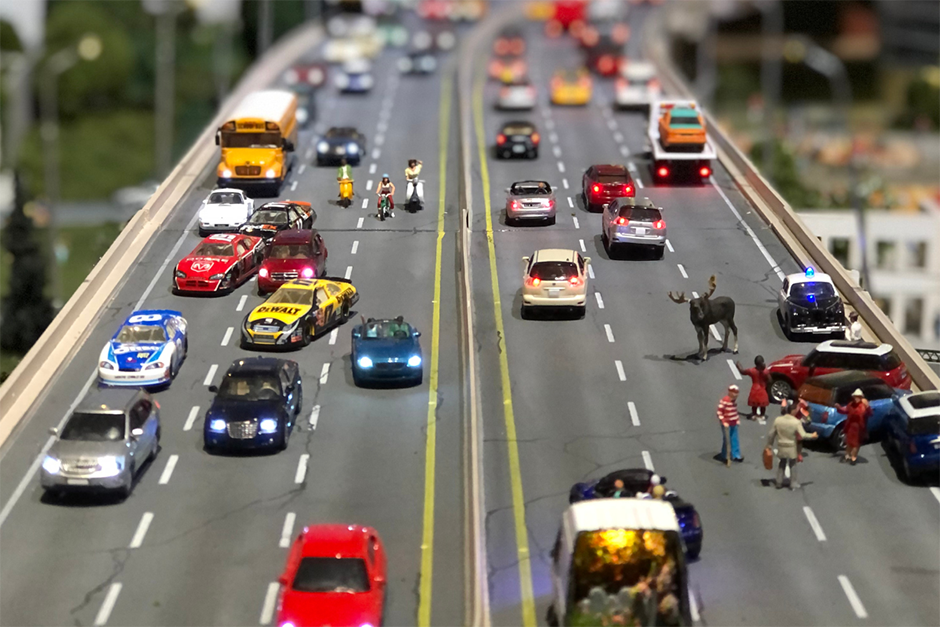 A miniaturized rendition of the Gardiner Expressway in Toronto, Ontario