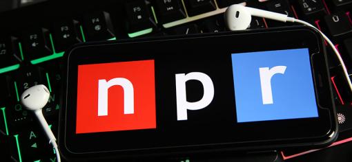 The NPR logo on a mobile phone